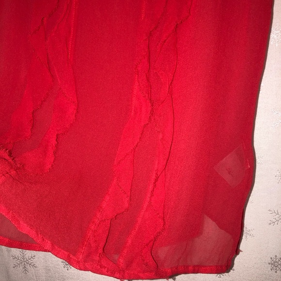 Bebe sheer sleeveless coral/red 100% silk Sm top - Picture 4 of 8